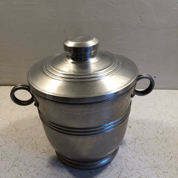 6711 Vtg Mid Century NASCO Metal Ice Bucket w/ Lid Made in Italy Aluminum